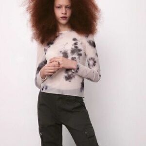 Zara Beige and Black Mesh Top